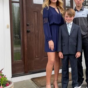 Express Midnight Blue Dress with Lace Detail